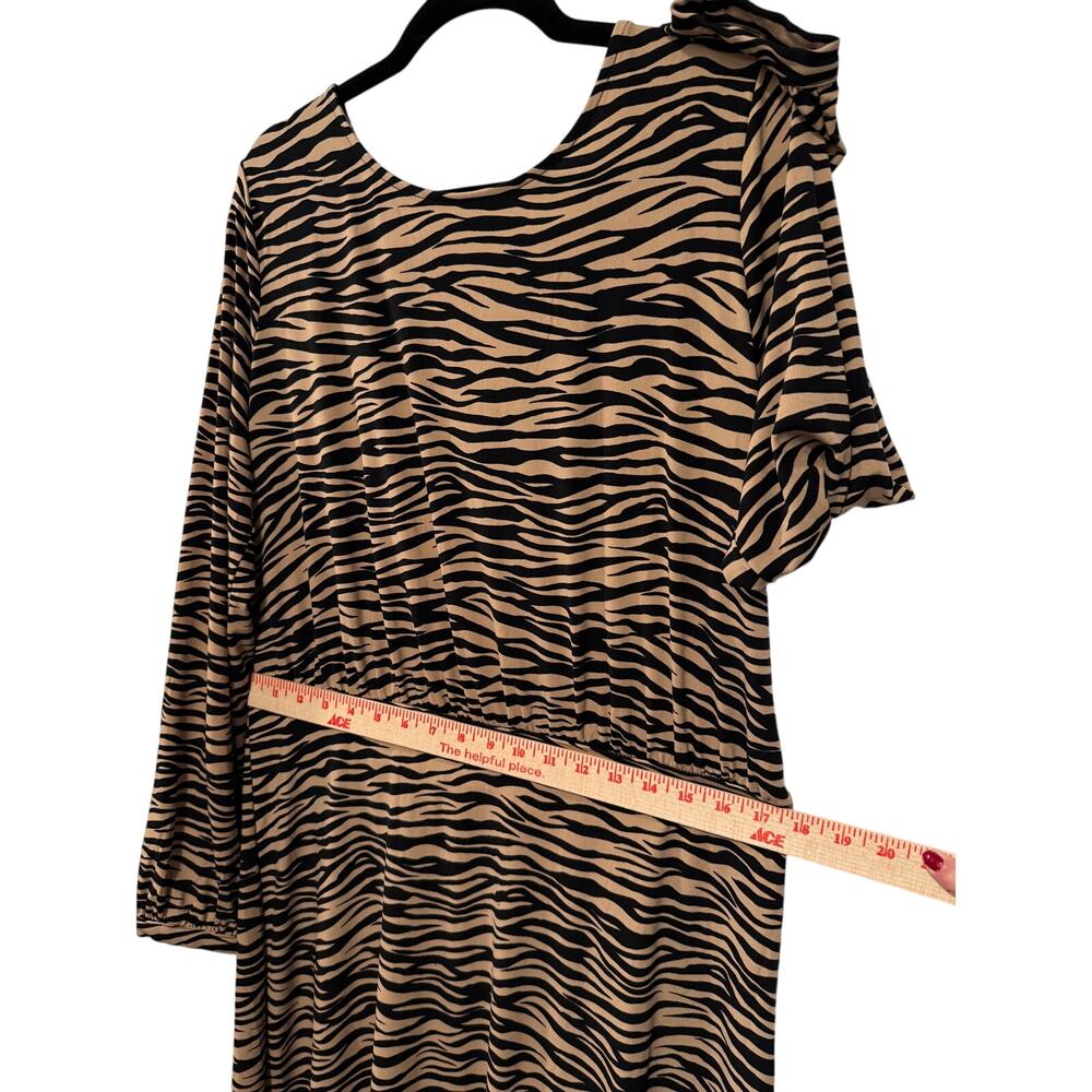 Ann Taylor Loft 14 Animal Print Long Sleeve Midi Dress Tiger Stripes Brown NEW! - Picture 6 of 10